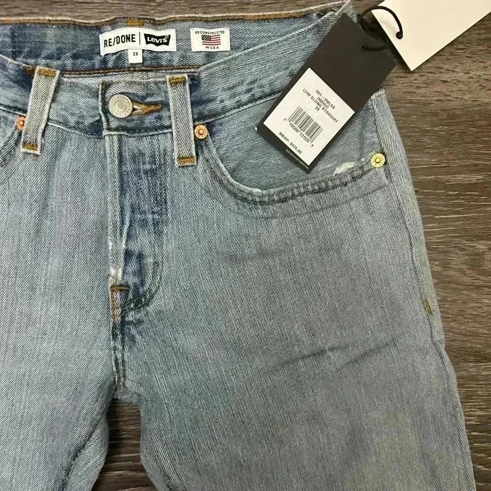 Re/Done Reworked Levi’s Low Slung Straight in Light Indigo, size 23, NWT - Picture 6 of 7